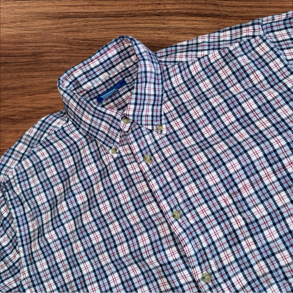 Savile Row Flannel Blue And‎ Red Check Men’s Size Large Cotton